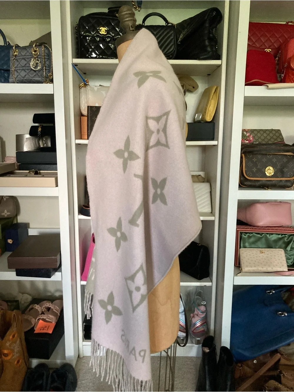 Louis Vuitton Pink & Sage Monogram Shawl Wrap